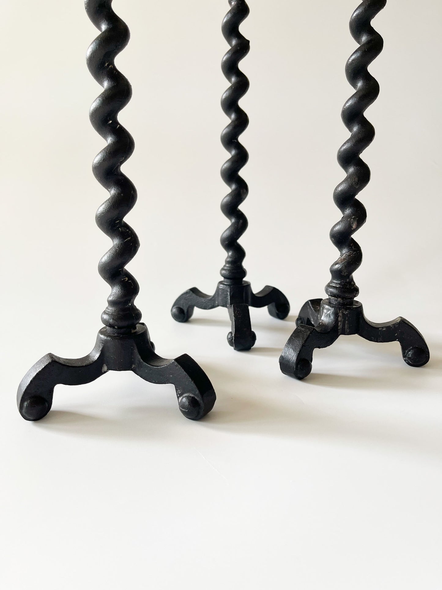 Vintage Colonial Cast Iron Twist Candlestick