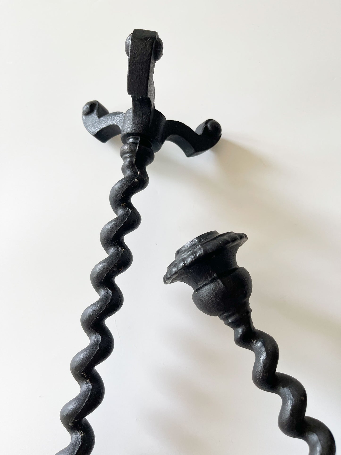 Vintage Colonial Cast Iron Twist Candlestick