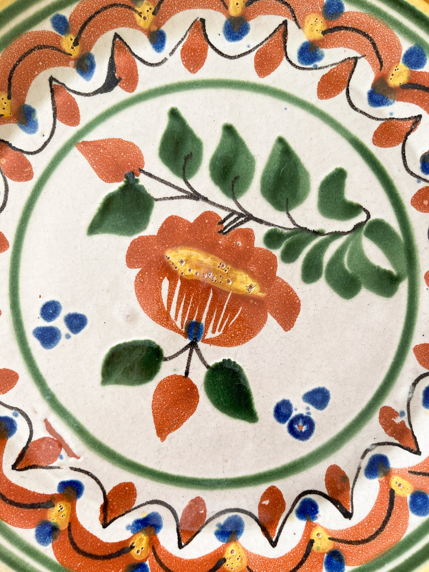 Vintage Mexican Folk Pottery Plate