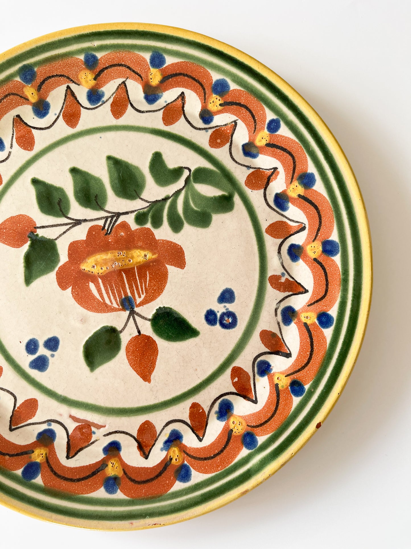 Vintage Mexican Folk Pottery Plate