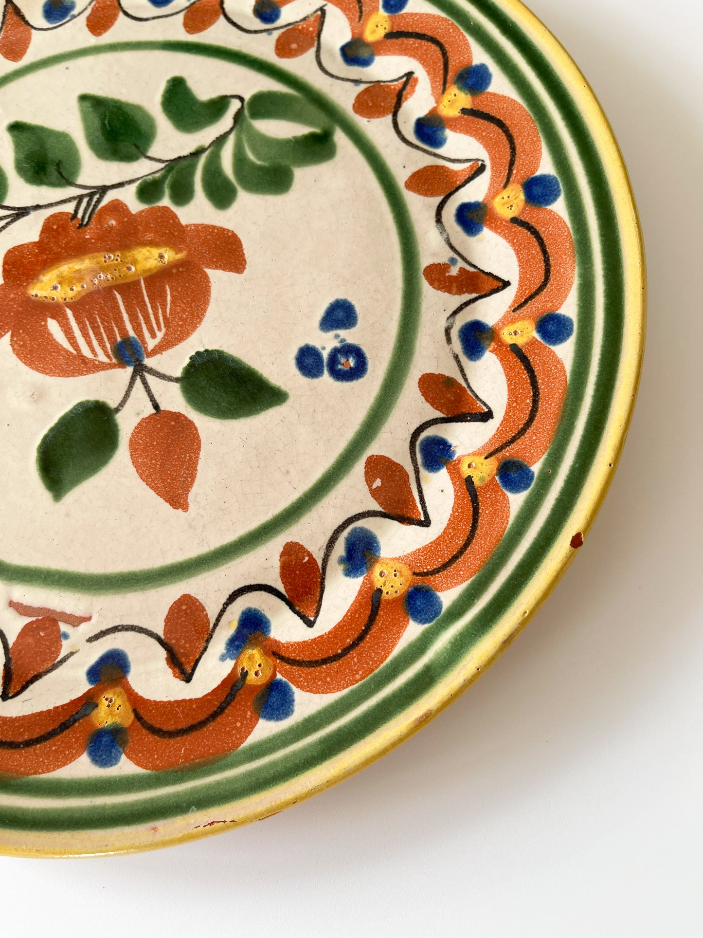 Vintage Mexican Folk Pottery Plate