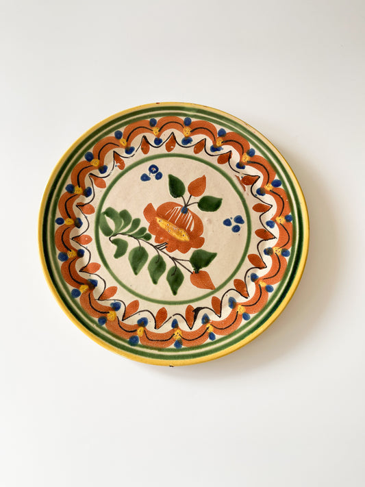 Vintage Mexican Folk Pottery Plate