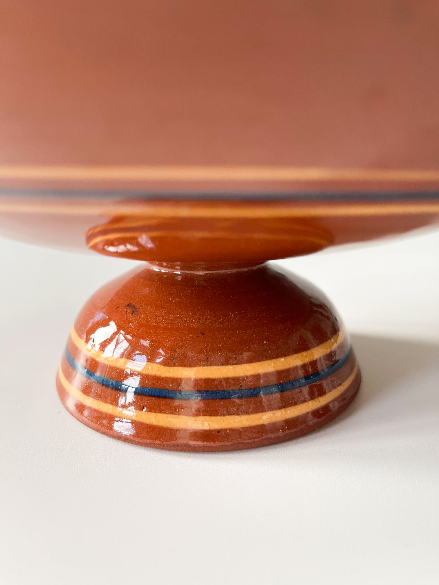 Vintage Bulgarian Troyan Pottery Pedestal Bowl