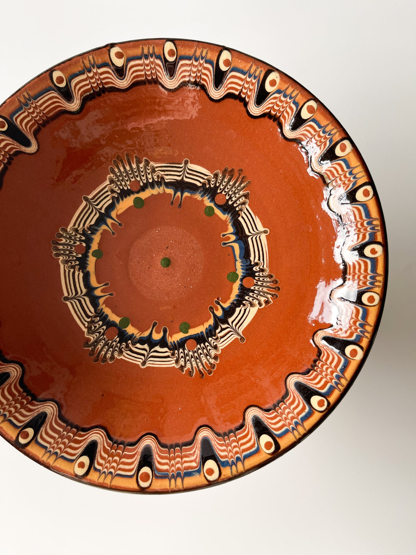 Vintage Bulgarian Troyan Pottery Pedestal Bowl