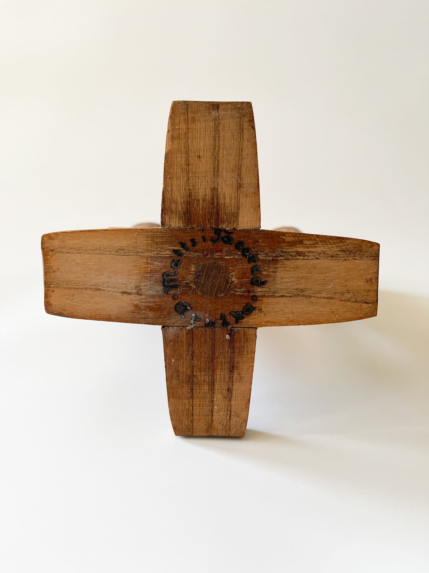Vintage Swedish Carved Oak Folk Art Candle Holder