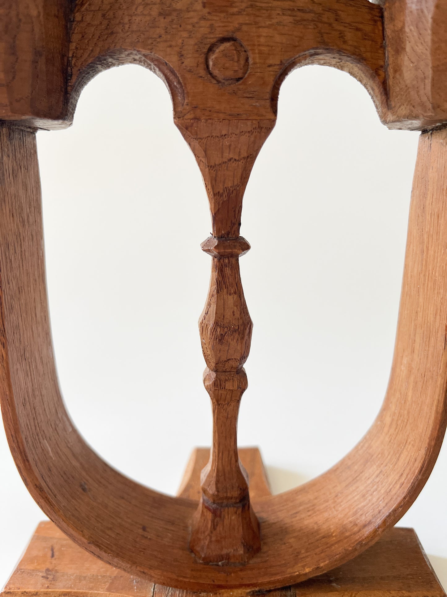 Vintage Swedish Carved Oak Folk Art Candle Holder