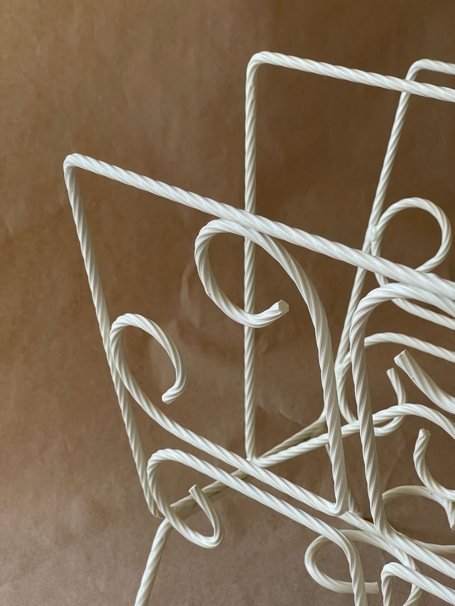 Vintage Twisted Wrought Iron Magazine Rack