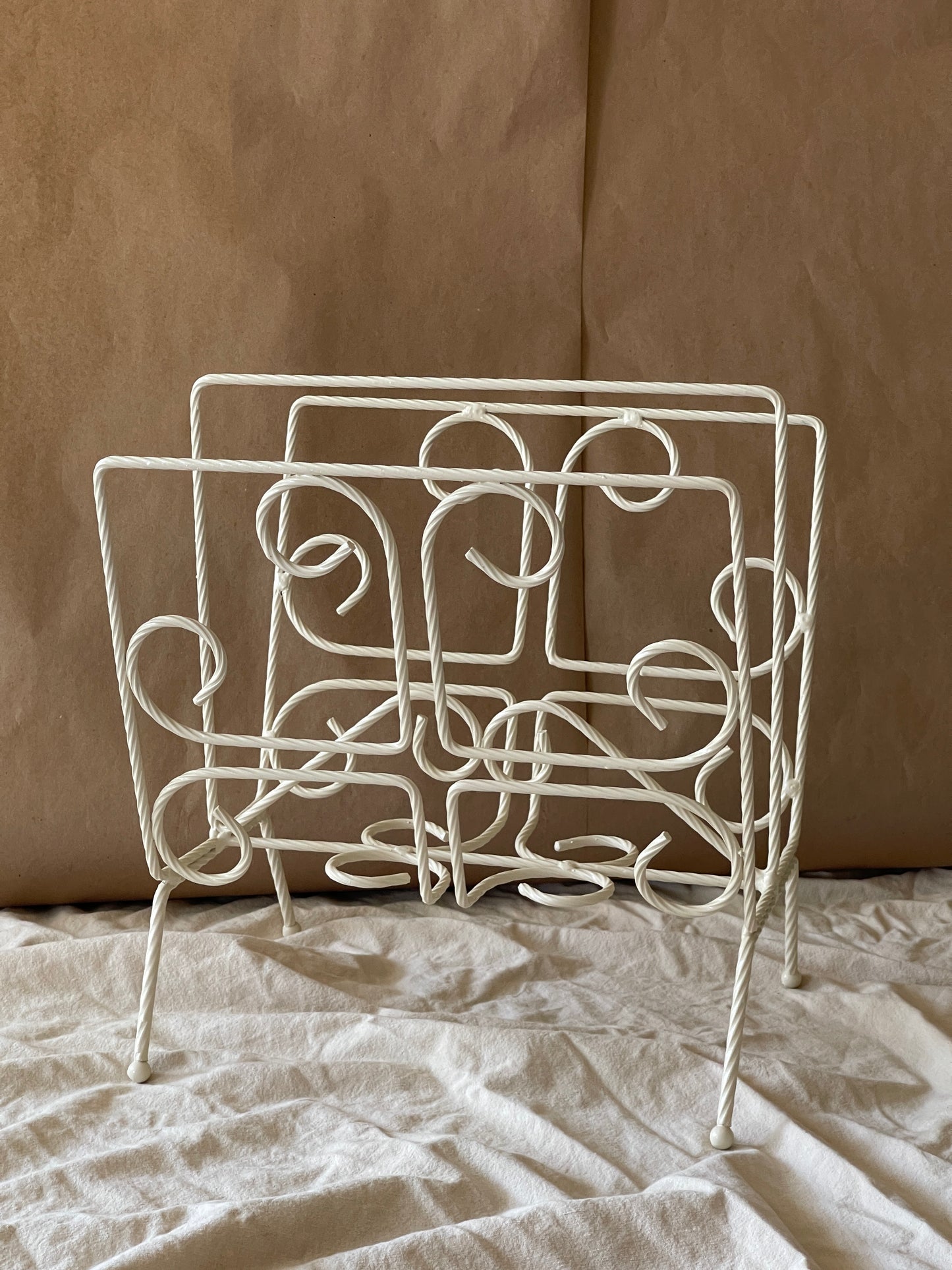 Vintage Twisted Wrought Iron Magazine Rack