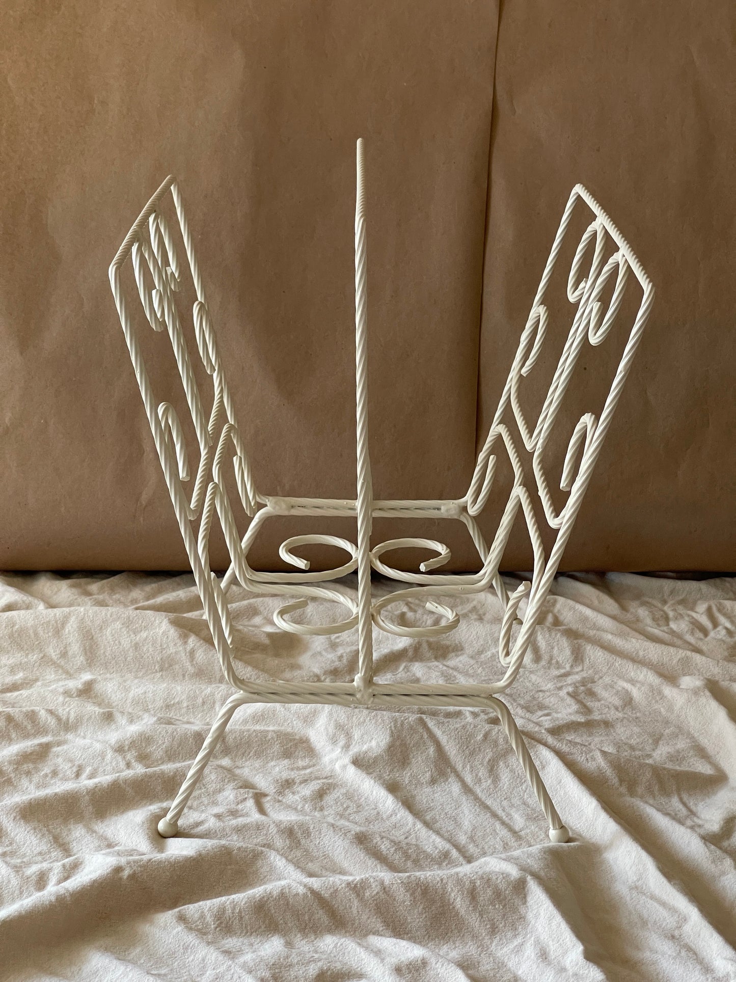 Vintage Twisted Wrought Iron Magazine Rack