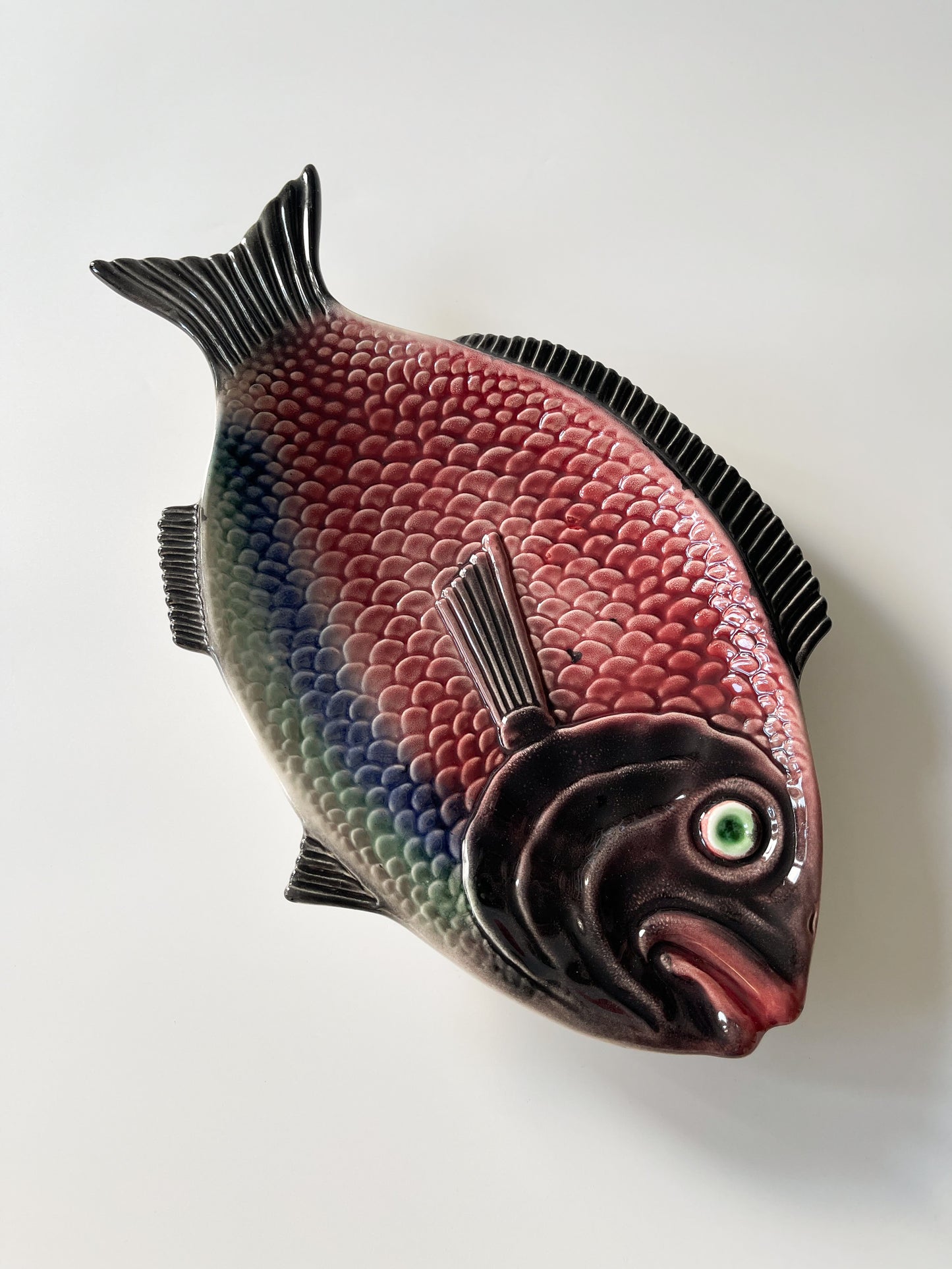 Vintage F. Mendes Portuguese Majolica Fish Platter