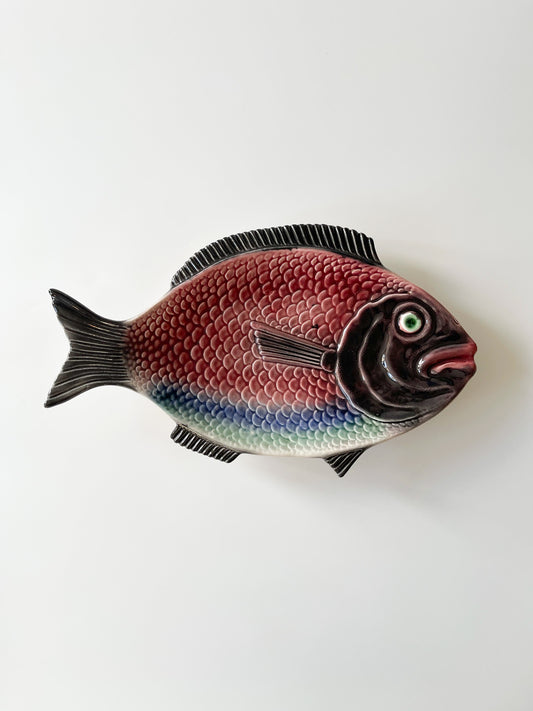 Vintage F. Mendes Portuguese Majolica Fish Platter