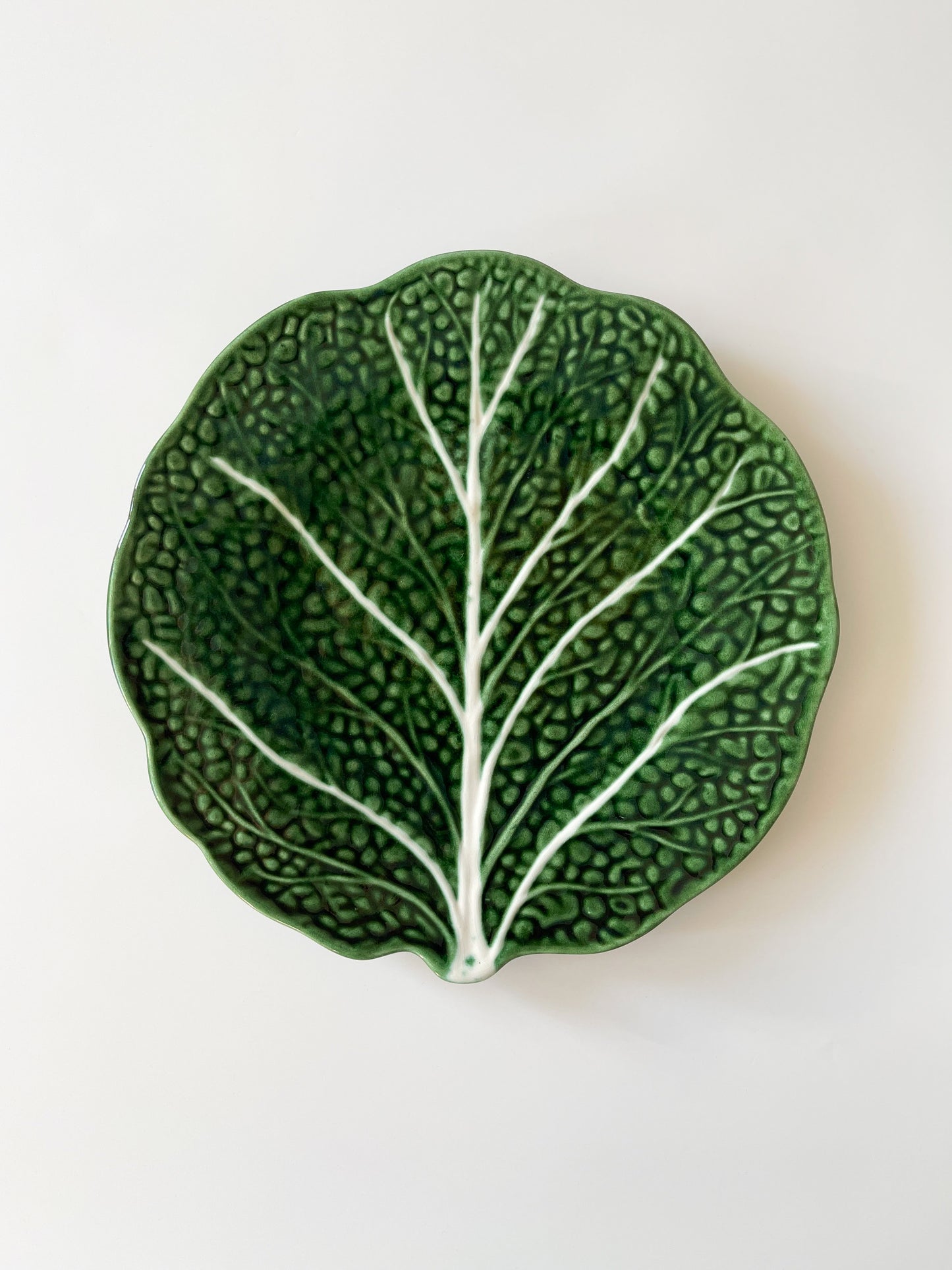 Vintage Majolica Cabbage Leaf Platter