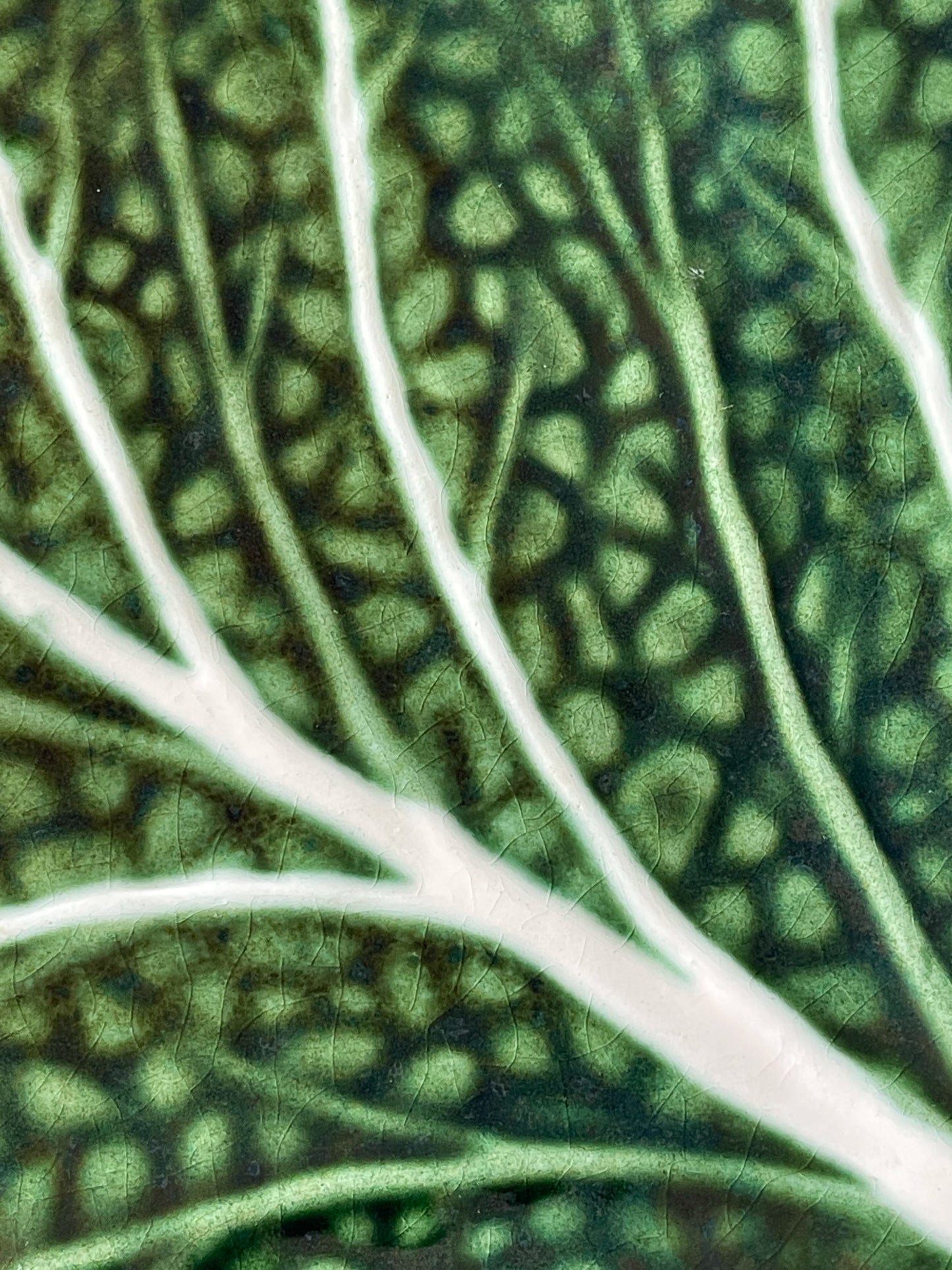 Vintage Majolica Cabbage Leaf Platter