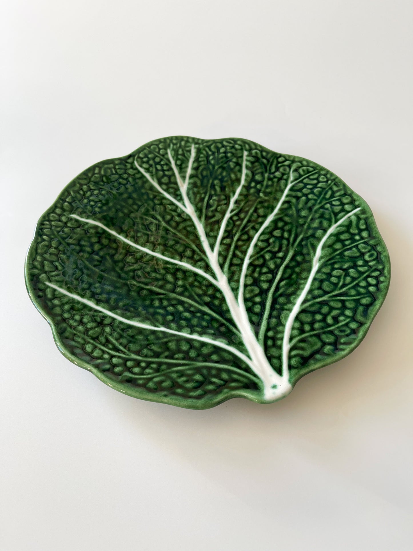 Vintage Majolica Cabbage Leaf Platter