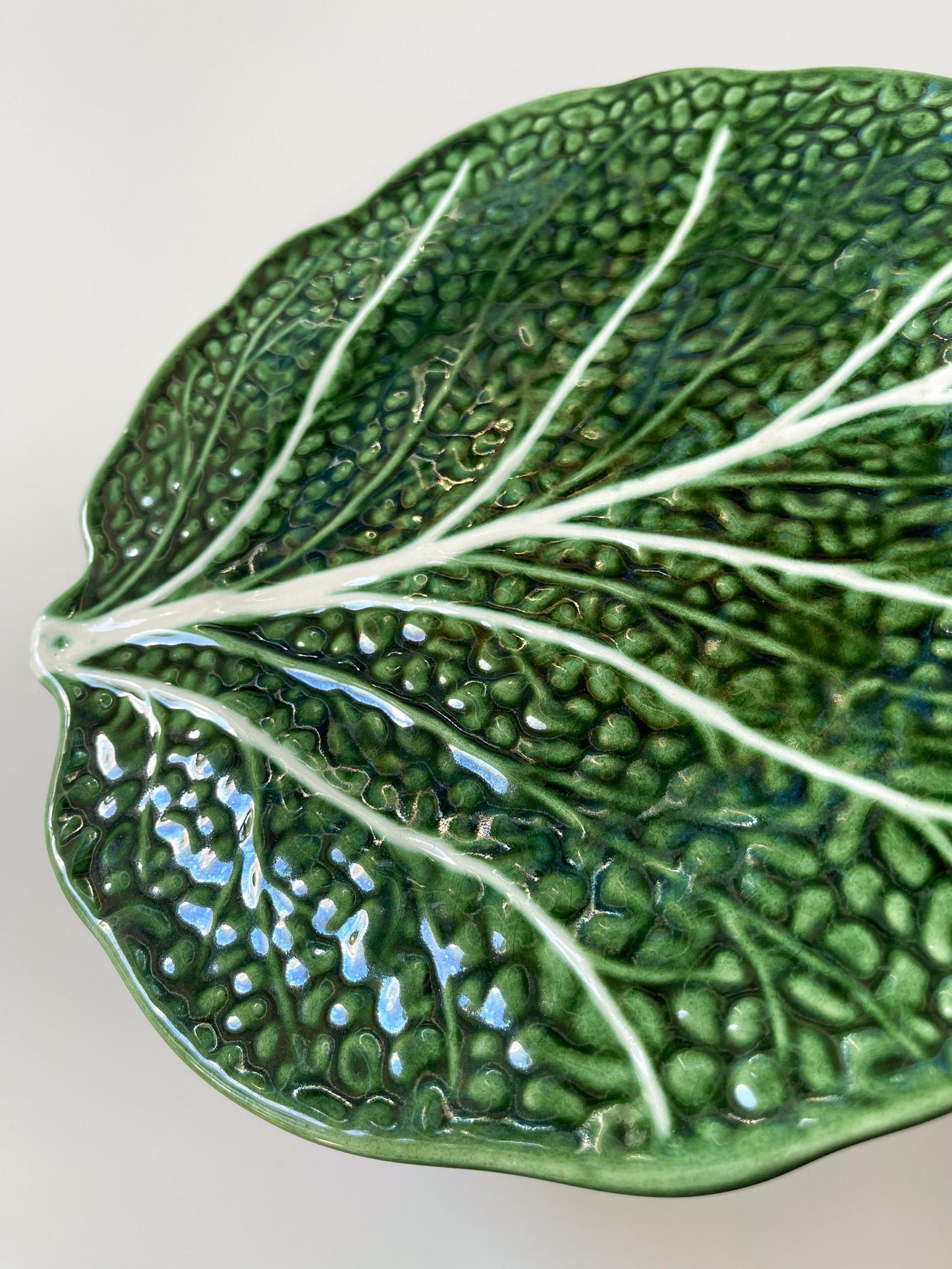 Vintage Majolica Cabbage Leaf Platter