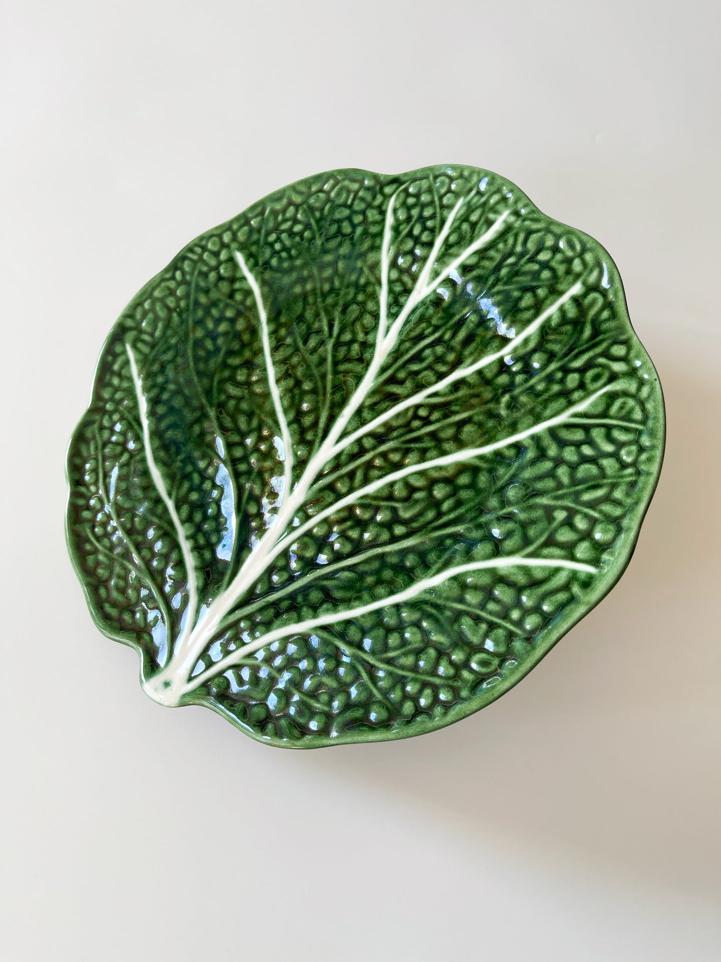 Vintage Majolica Cabbage Leaf Platter