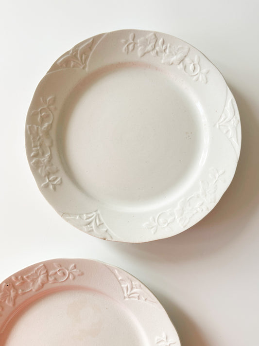 Pair of Antique English White Ironstone Plates