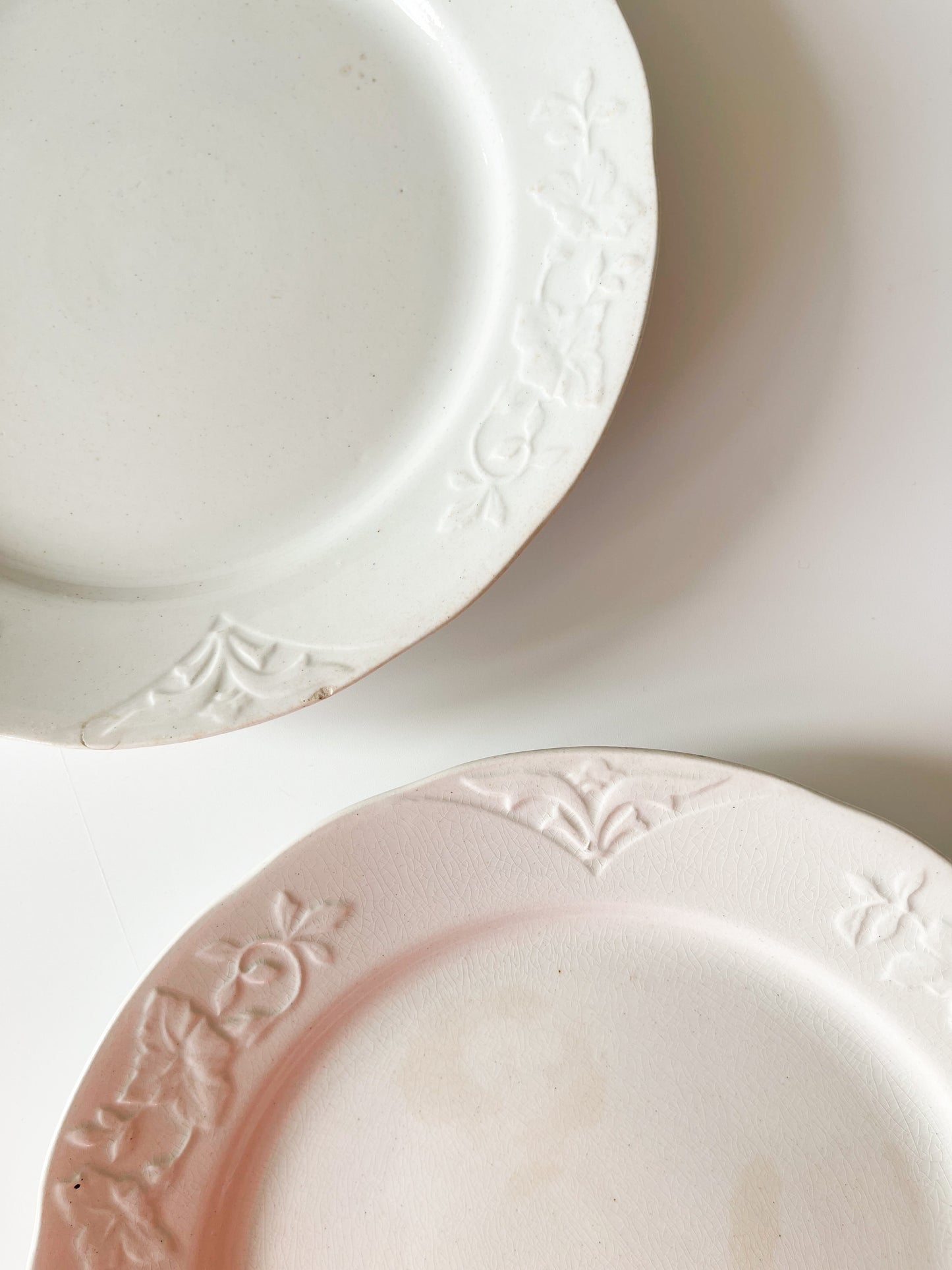 Pair of Antique English White Ironstone Plates