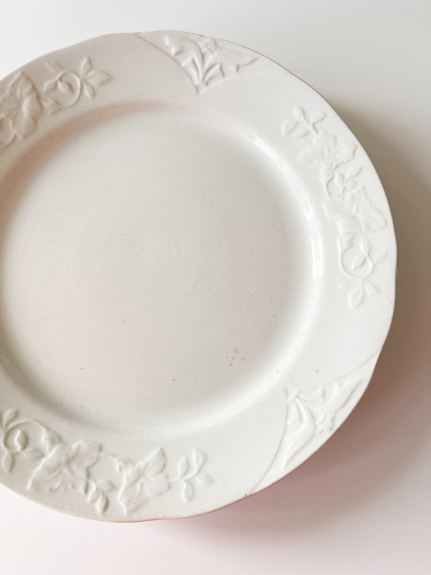 Pair of Antique English White Ironstone Plates