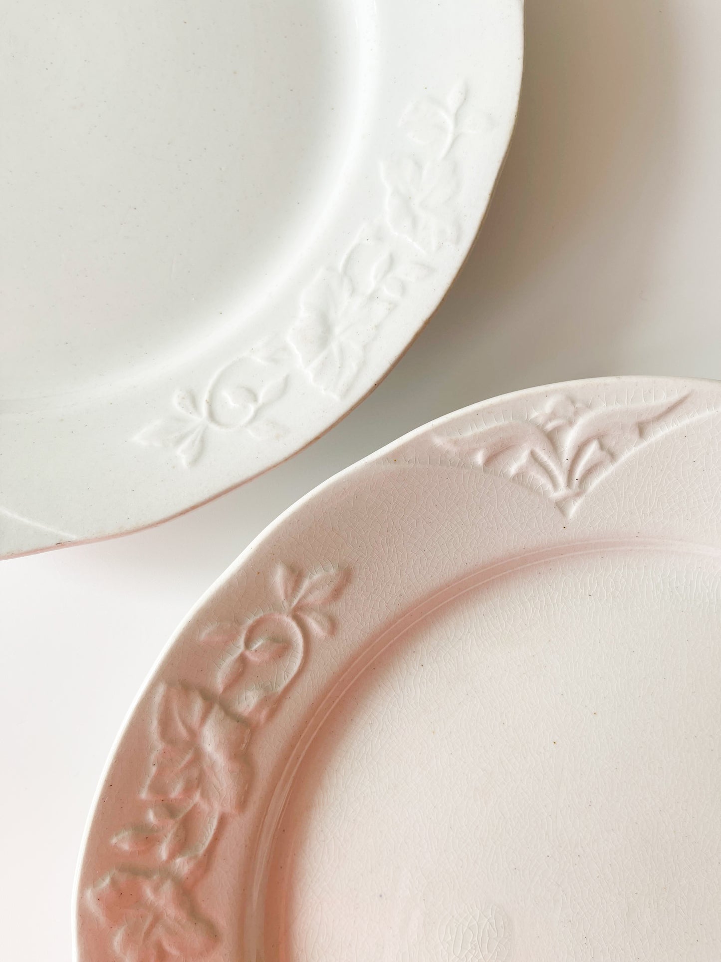 Pair of Antique English White Ironstone Plates