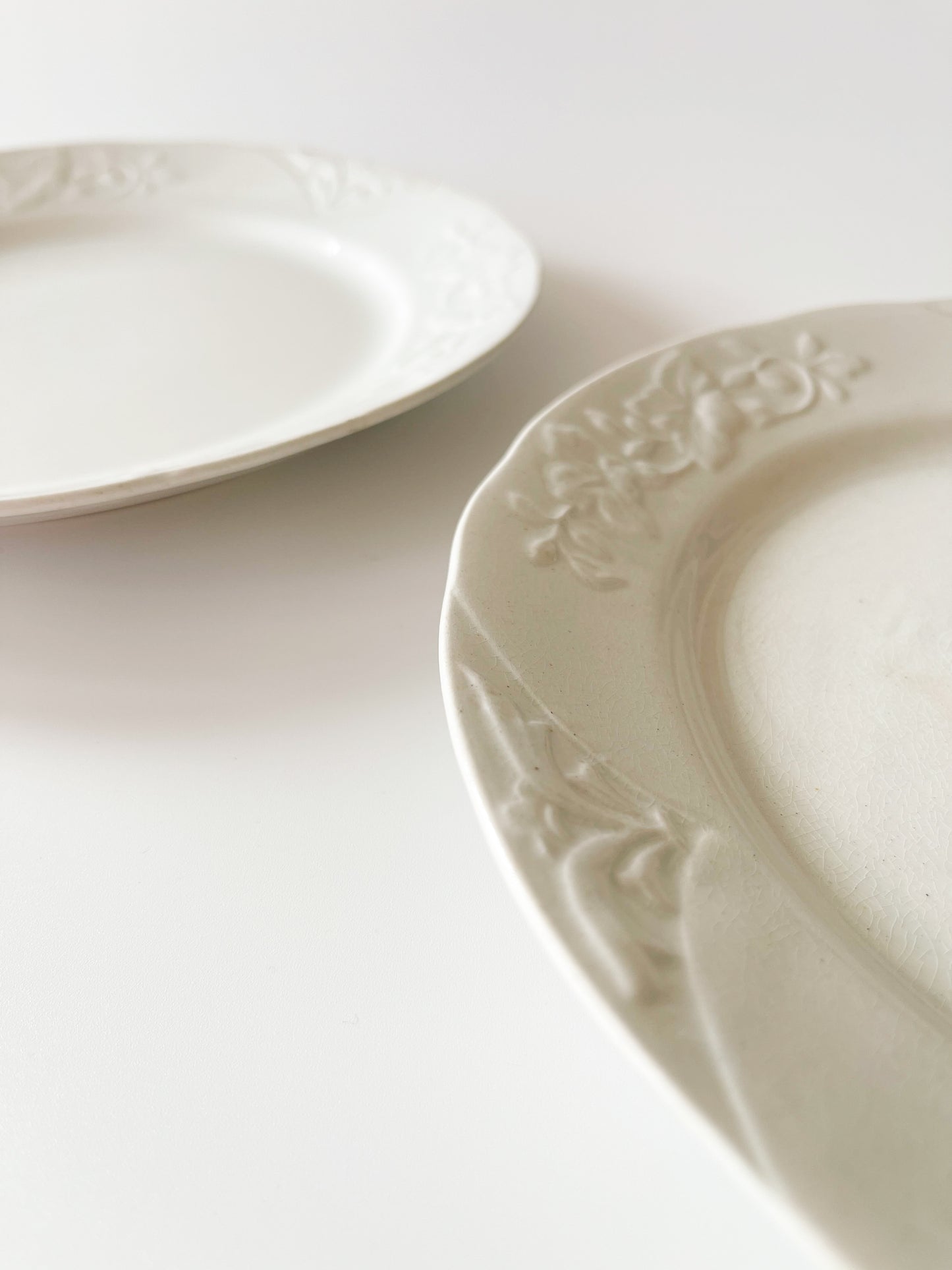 Pair of Antique English White Ironstone Plates