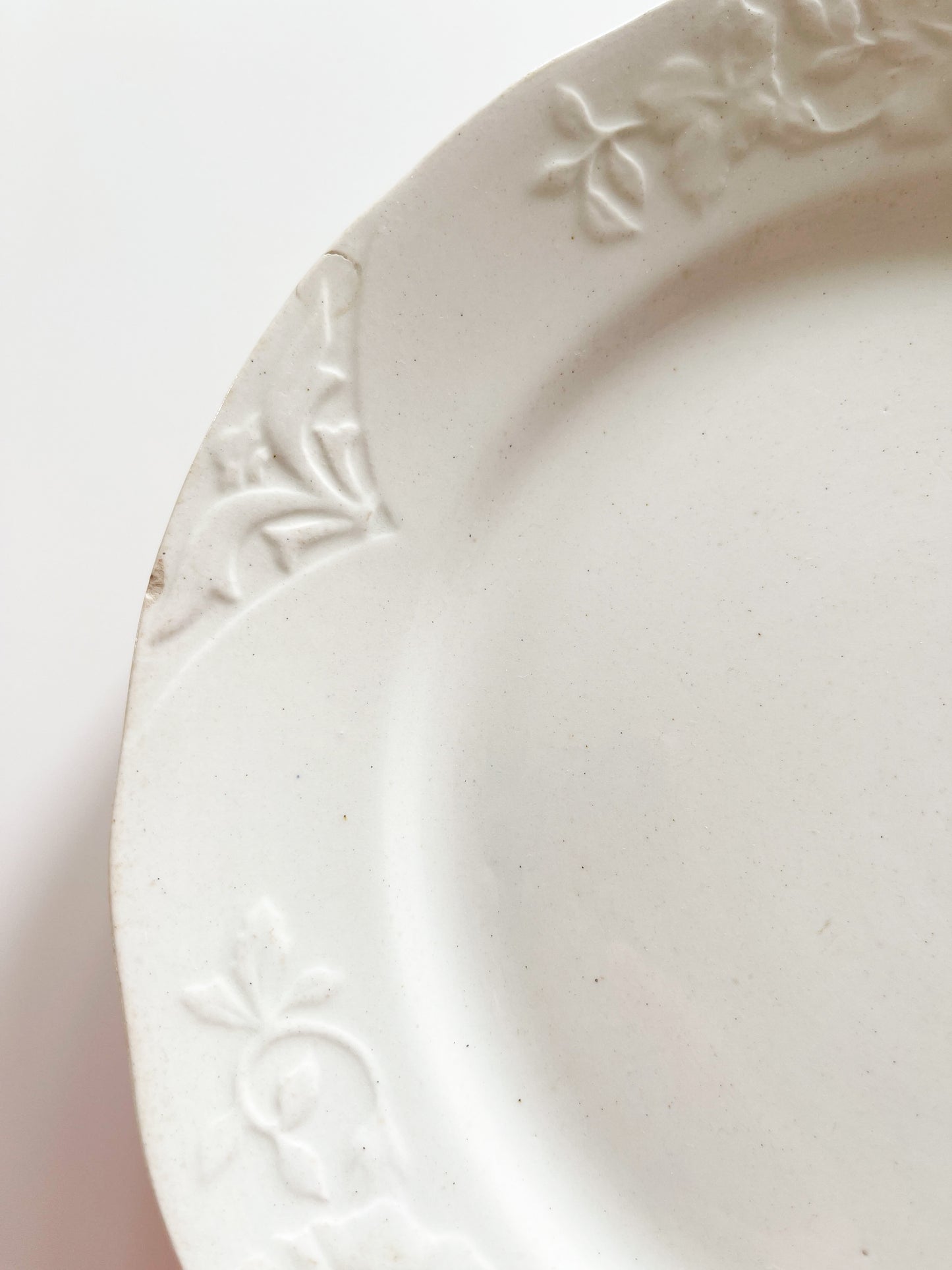 Pair of Antique English White Ironstone Plates