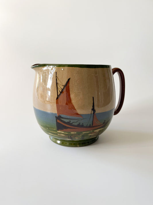Antique Devon Motto Ware Sailboat Pitcher