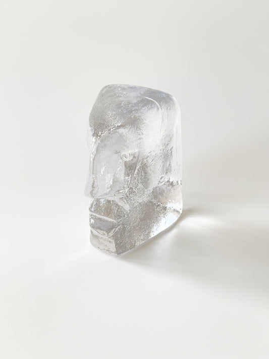 Vintage Swedish Glass Face Sculpture by Erik Hoglund for Kosta Boda