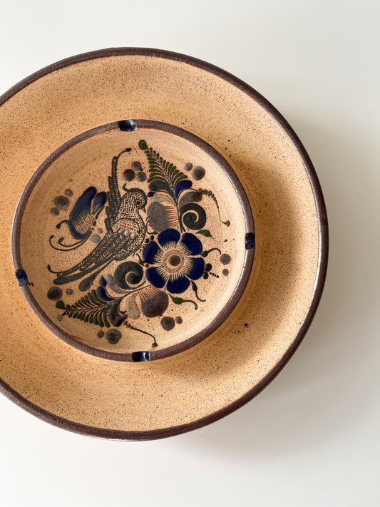 Vintage Mexican Tonala Folk Art Sandstone Ashtray