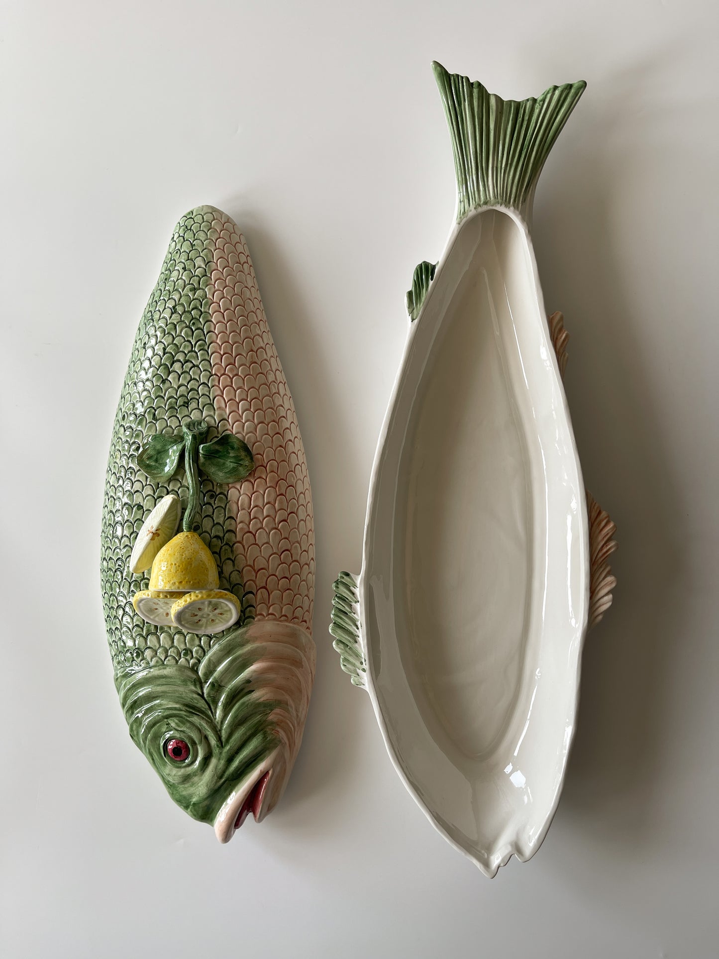 Vintage Italian Hand-Painted Ceramic Lidded Fish Platter