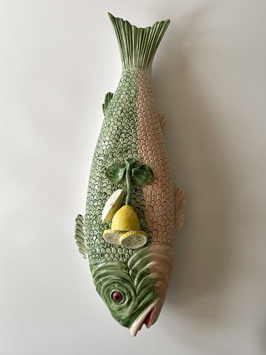 Vintage Italian Hand-Painted Ceramic Lidded Fish Platter