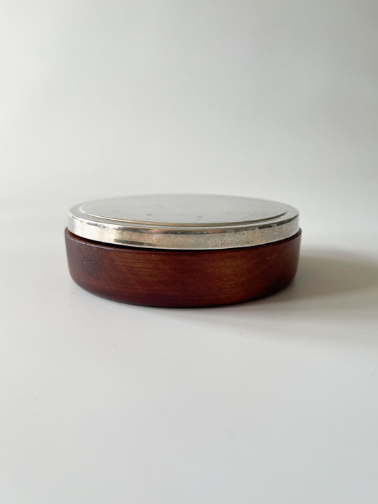 Vintage Il Leone Italian Sterling Silver Wood Trinket Box