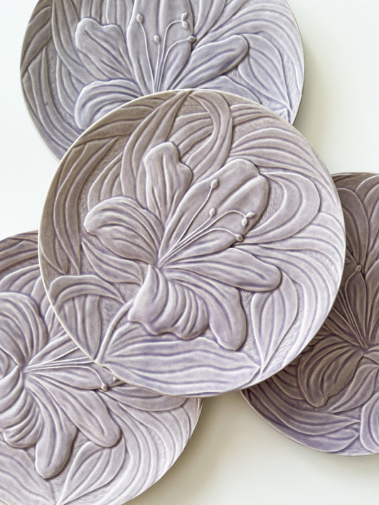 Vintage Bordallo Pinheiro Purple Lily Salad Plates