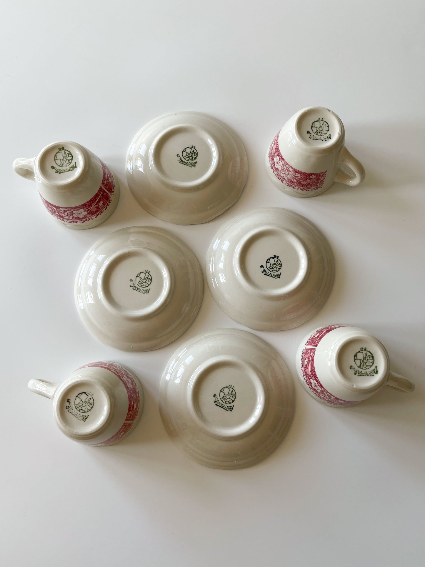 Vintage Syracuse China Strawberry Hill Restaurantware Cups & Saucers