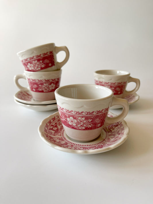Vintage Syracuse China Strawberry Hill Restaurantware Cups & Saucers