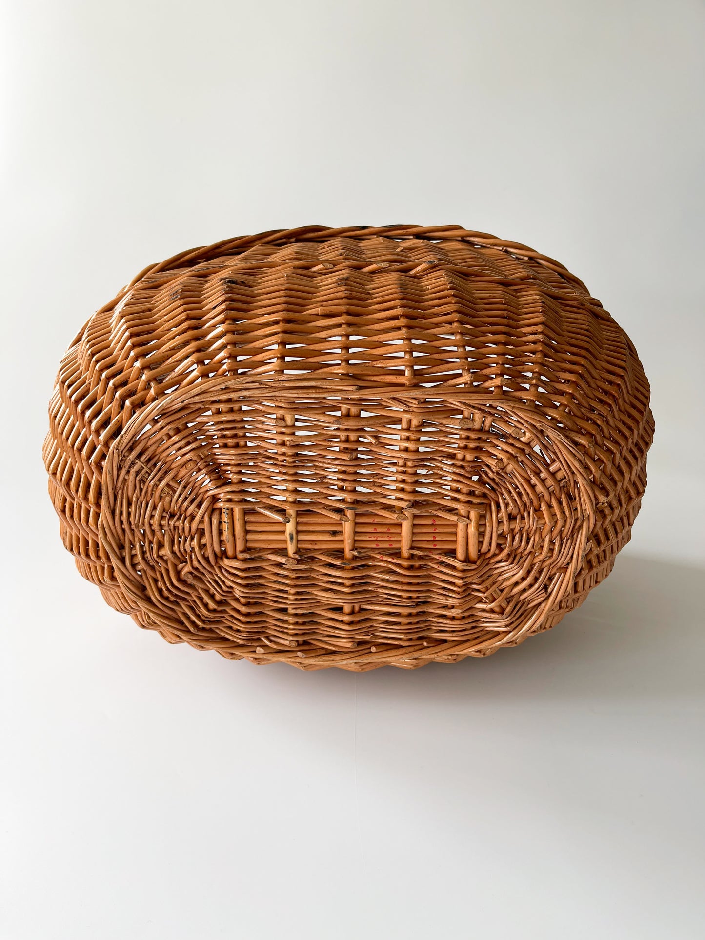 Vintage Handwoven Arched Rim Oval Basket