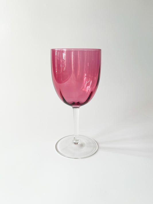 Vintage Cranberry Crystal Fluted Wine Glasses