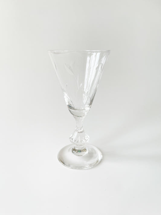 Vintage Etched Crystal Wine Glasses