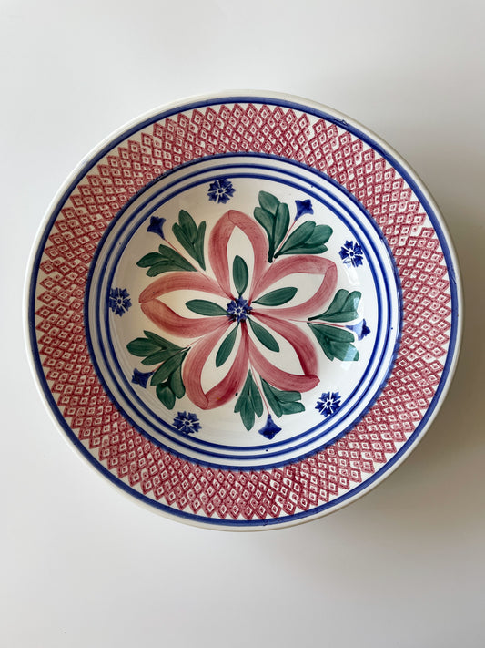Large NIMY Belgian Hand Painted Spongeware Bowl