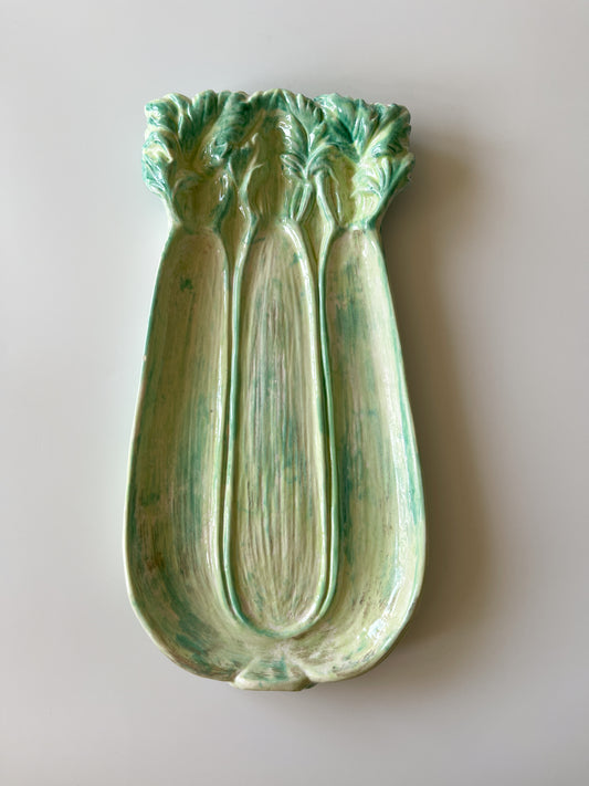 Vintage Hand-Painted Ceramic Celery Dish