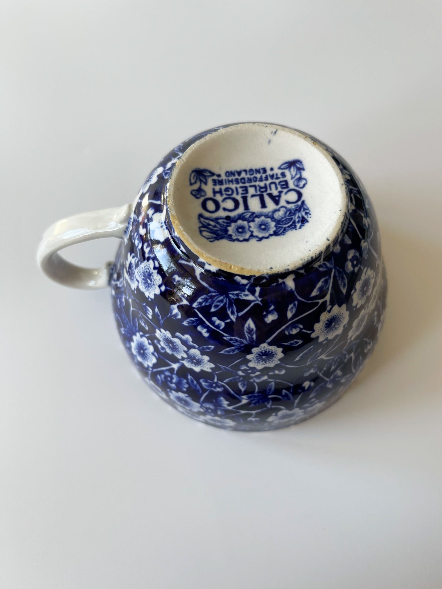 Vintage Burleigh Blue Calico Large Breakfast Cup & Saucer