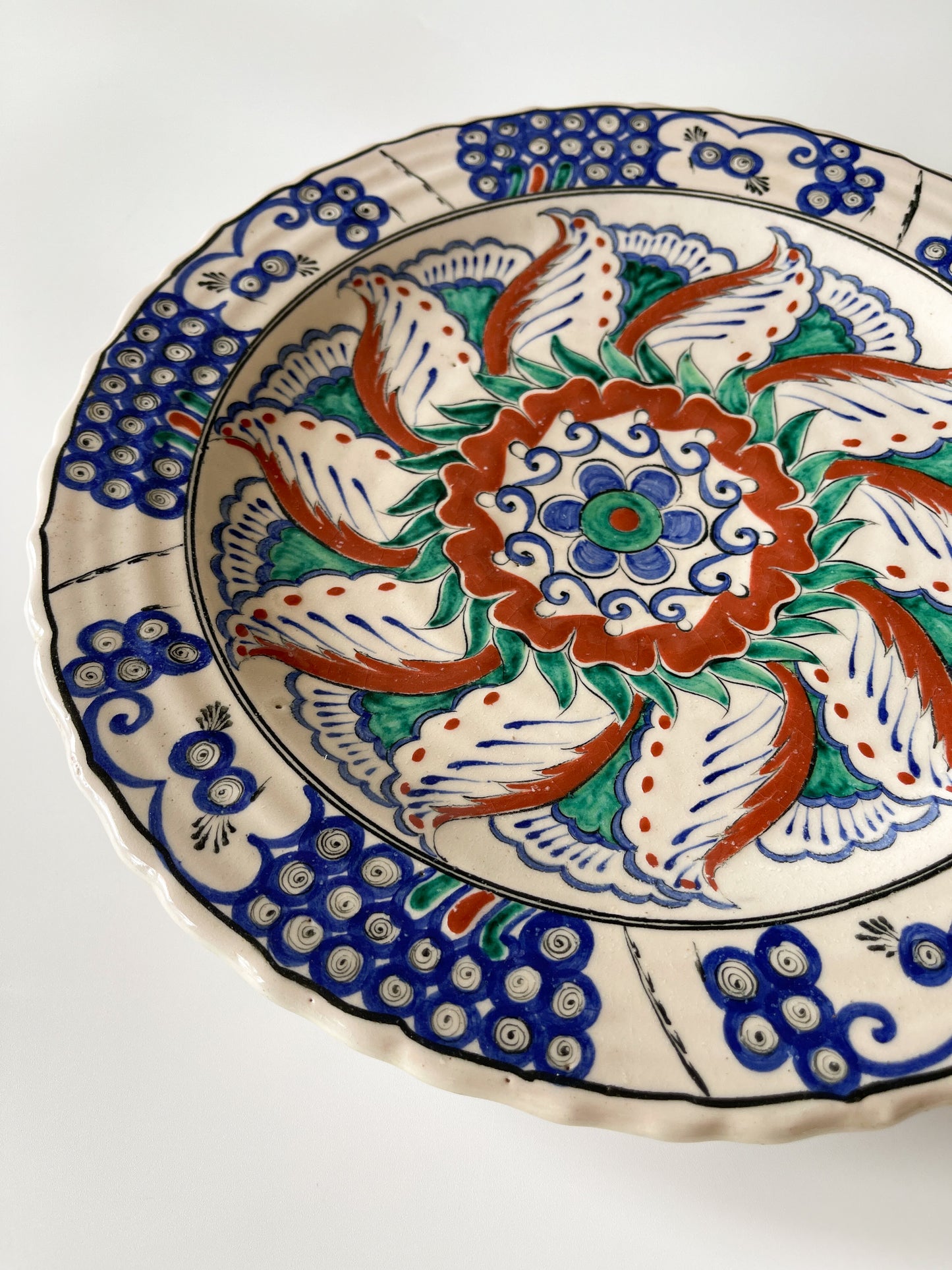 Vintage Greek Icaro Rhodes Iznik-Style Ceramic Charger