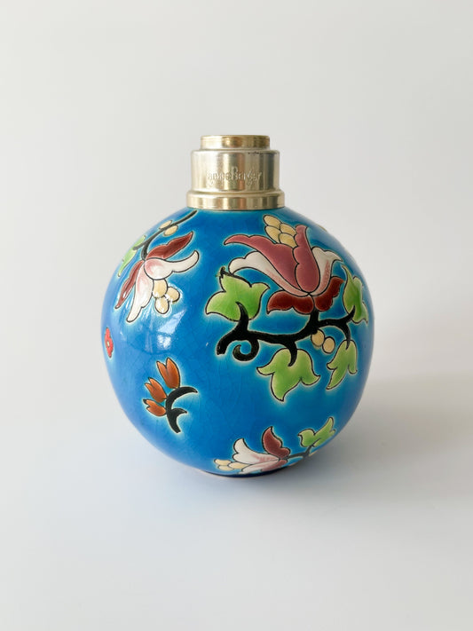 Vintage Longwy Cloisonne Enamel Lampe Berger Base