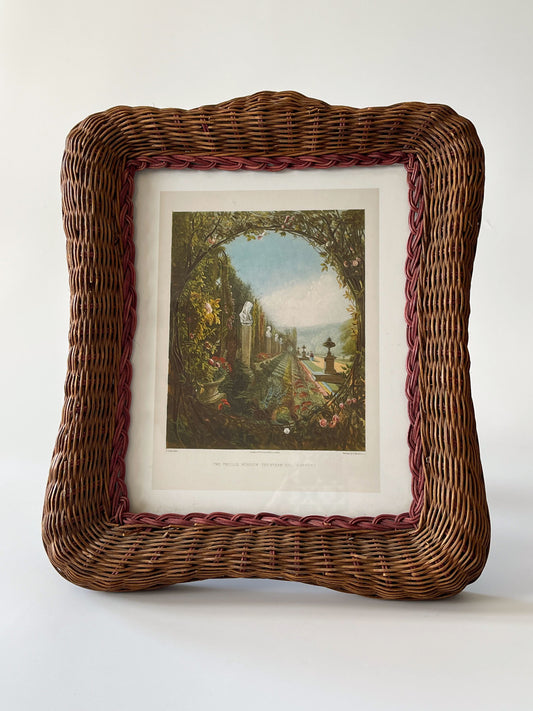 Vintage Large Wicker Tabletop Picture Frame