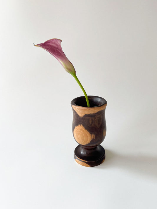 Vintage Turned Wood Pedestal Vase