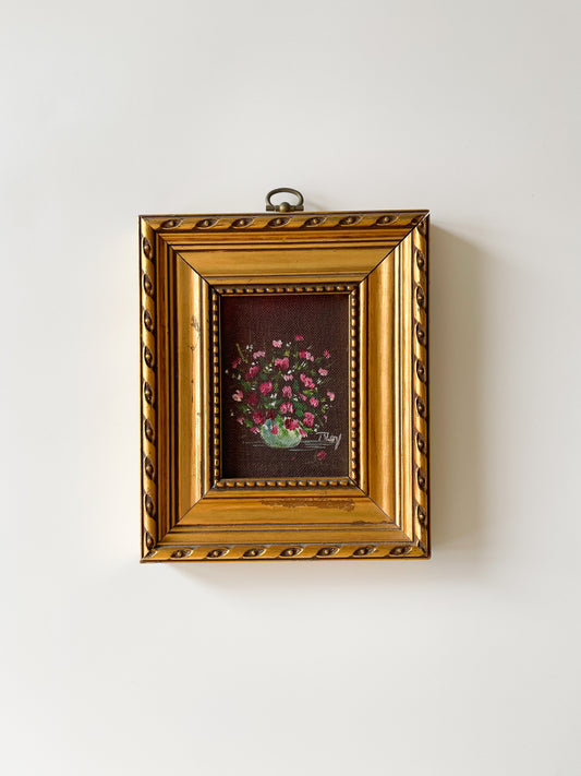 Vintage Framed Miniature Floral Still Life Painting