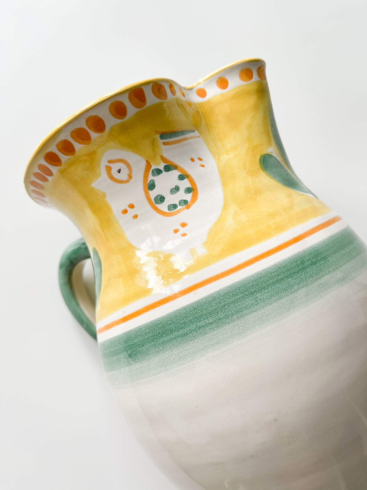 Vintage Vietri Solimene Italian Ceramic Bird Pitcher