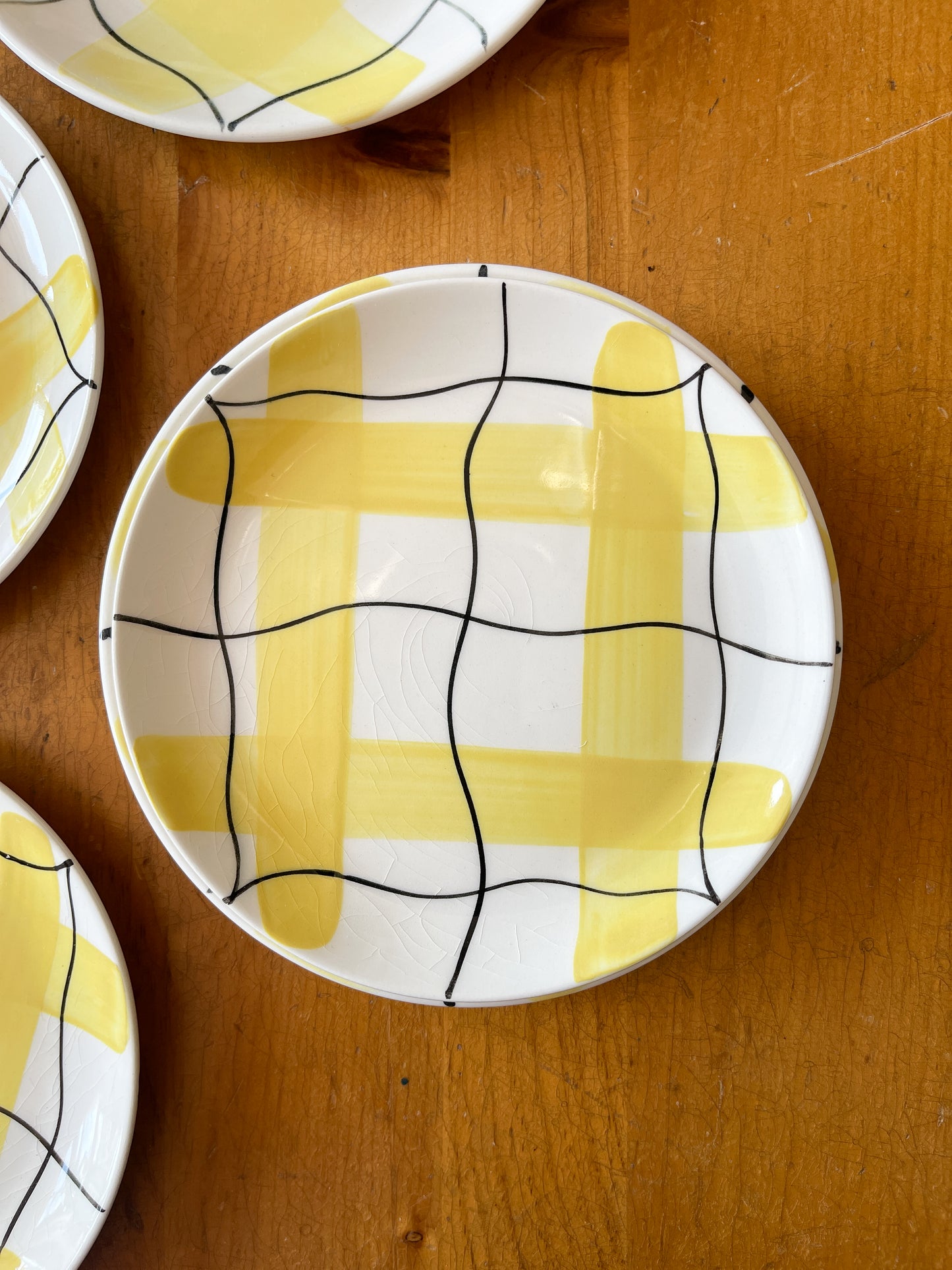 Vintage Hycroft Calico Yellow Plaid Tableware Set