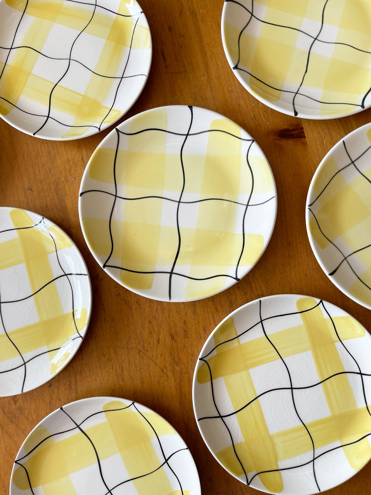 Vintage Hycroft Calico Yellow Plaid Tableware Set
