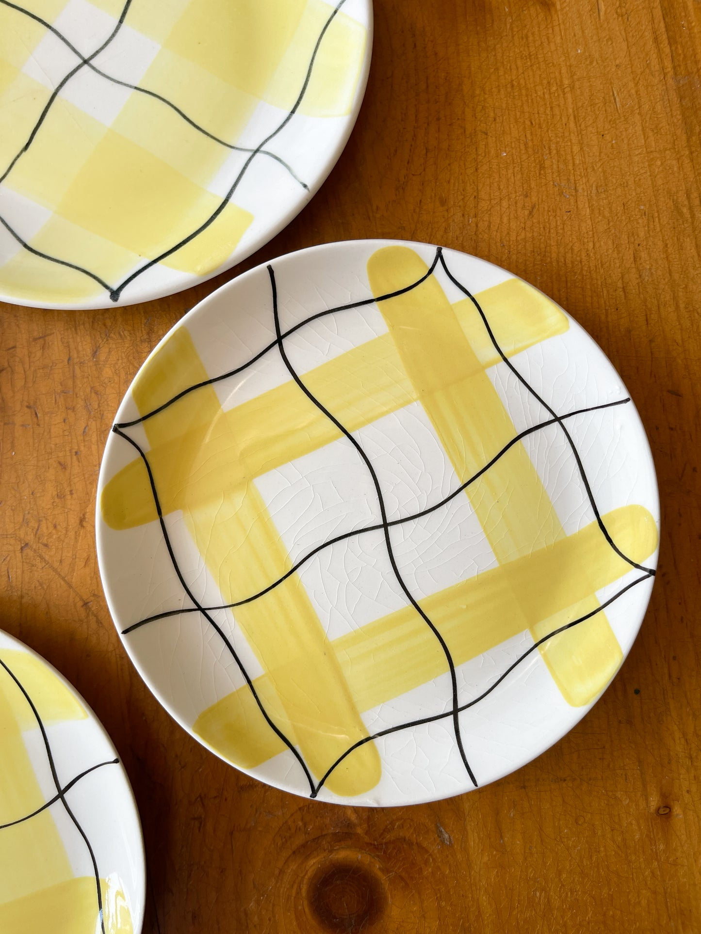 Vintage Hycroft Calico Yellow Plaid Tableware Set